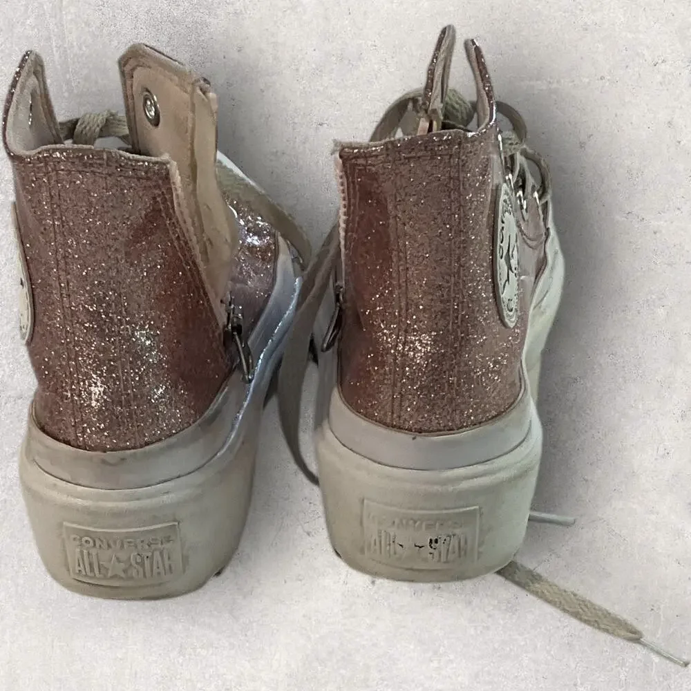 Converse Kids 13.5 High Top Sneakers Pink Glitter Sparkle All Star Shoes